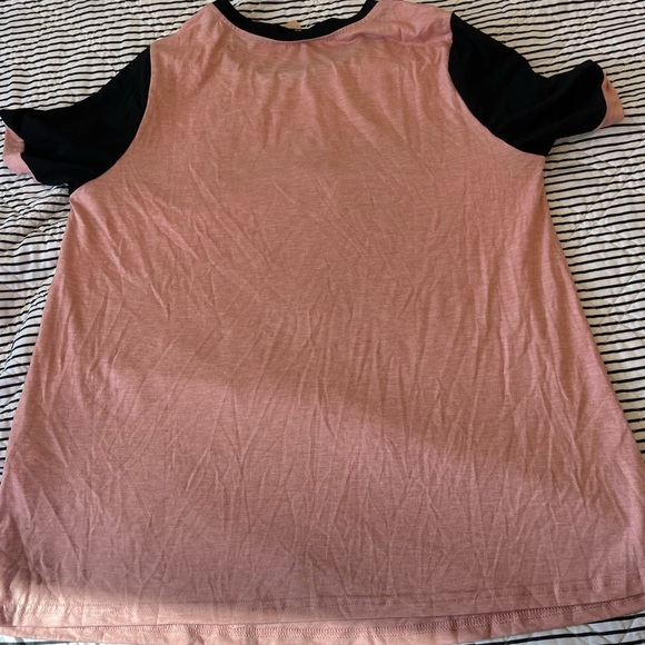 BloomChic Black and Pink Lace Accent Tee - Picture 4 of 5